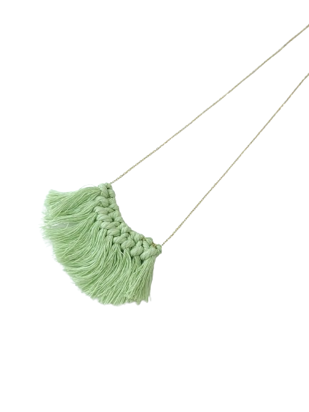 Macrame Fringe with chain (Green)