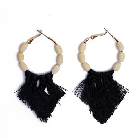 Fringed Beaded Hoops