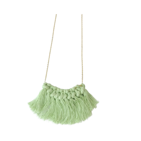 Macrame Fringe with chain (Green)